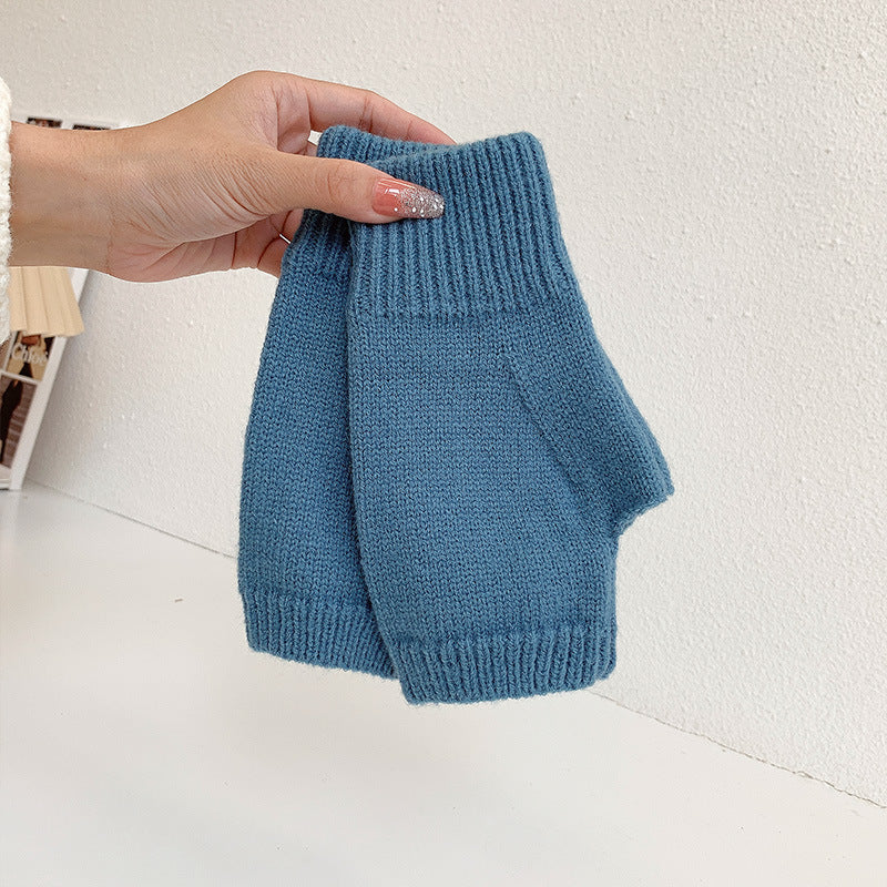 Women's Warm Knitting Wool Half Finger Gloves