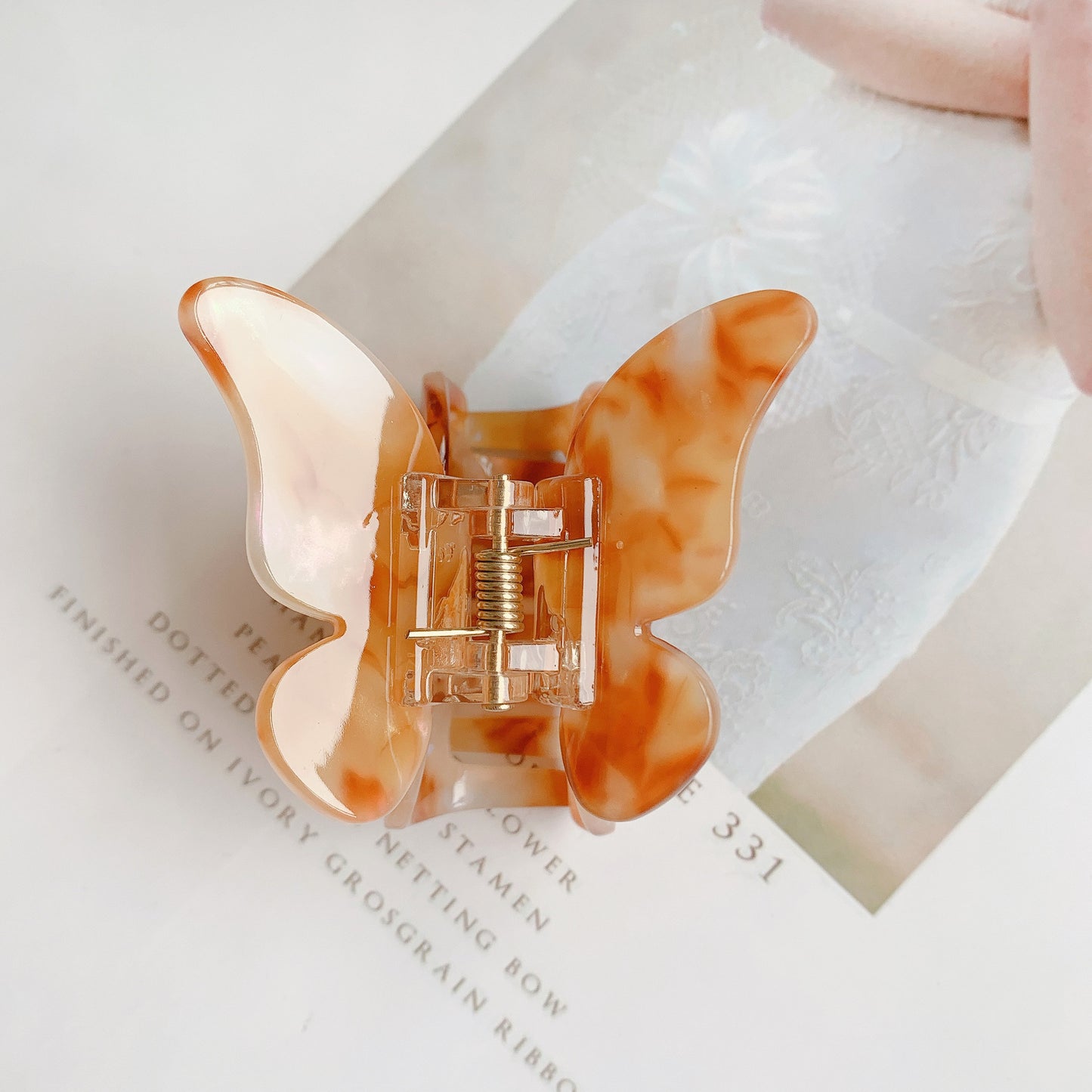 Girls Ins Acetate Butterfly Colorful Grab Clip