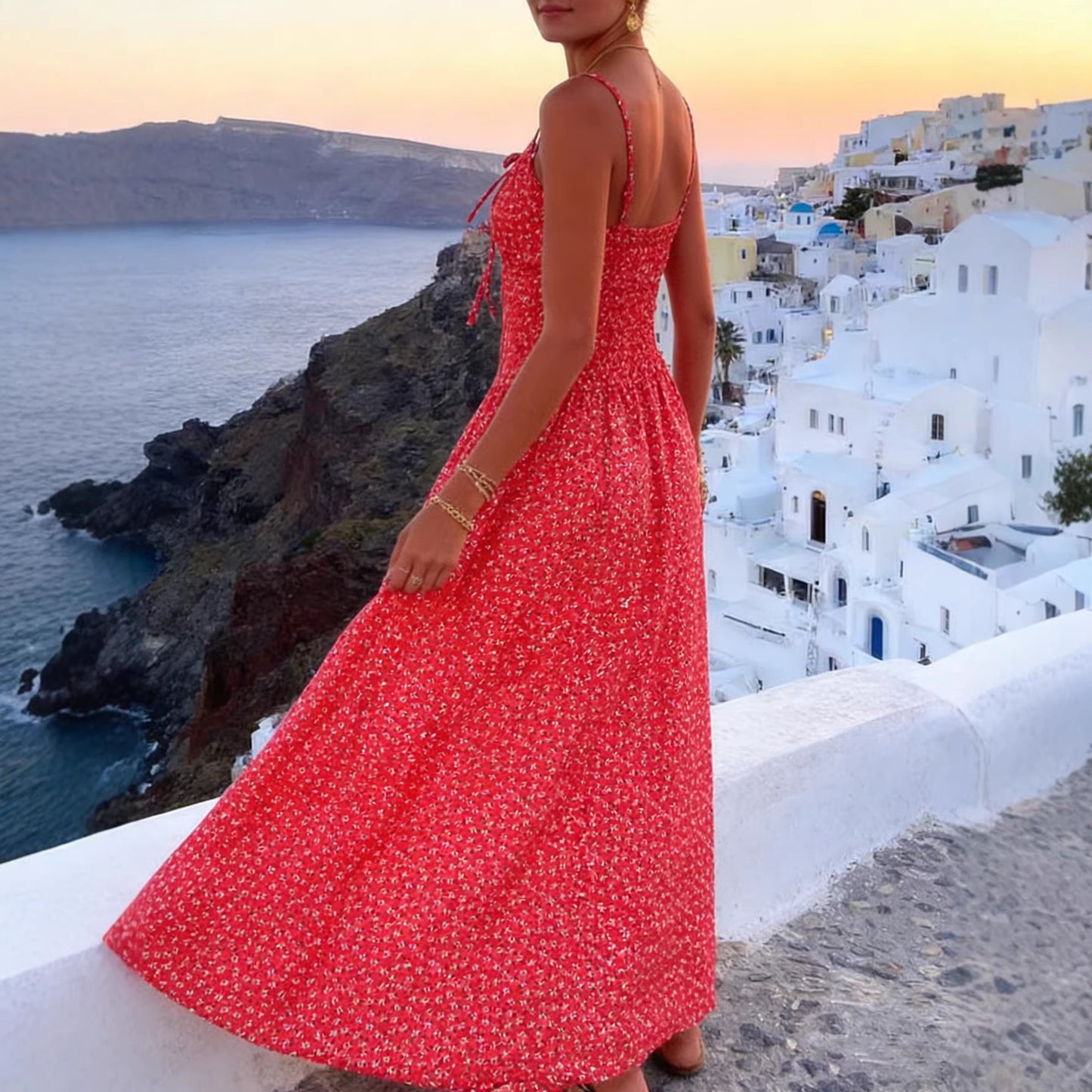 Lace-up Waist-Cinching Womens Slip Dress