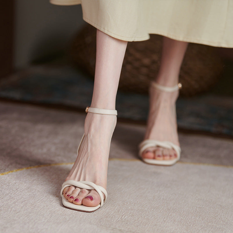 Women's Thick Heel Simple Word Strap Sandals