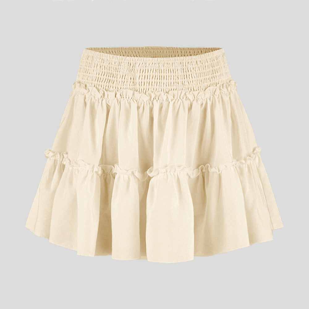 Women's High-waisted Elastic Waist Skirt With Lining