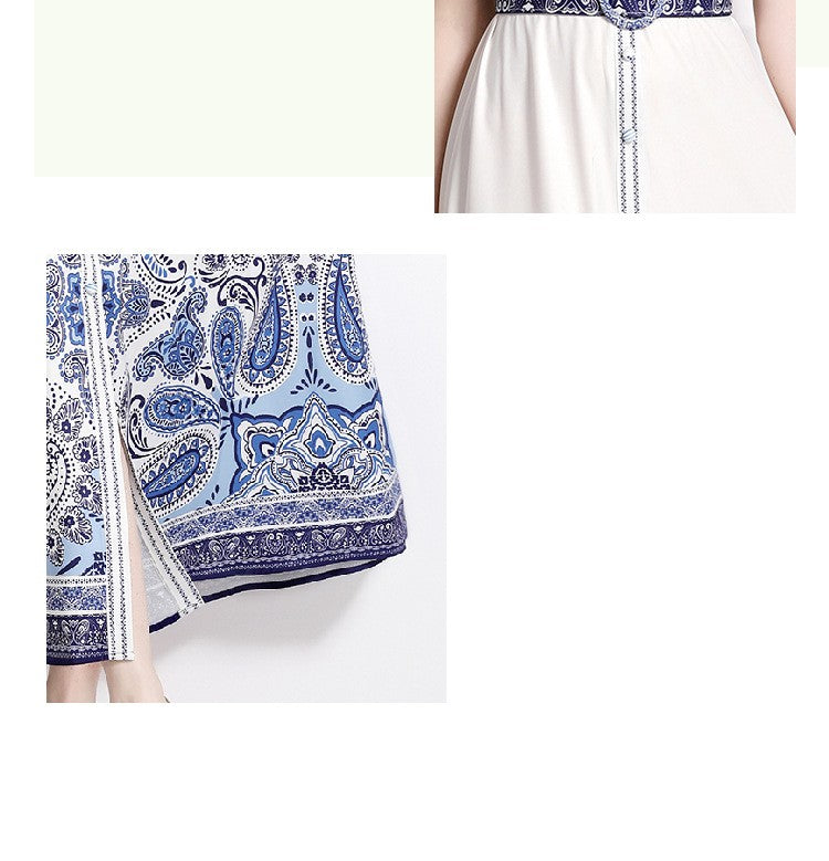 Women's Holiday Style Printed Long Skirt Waist