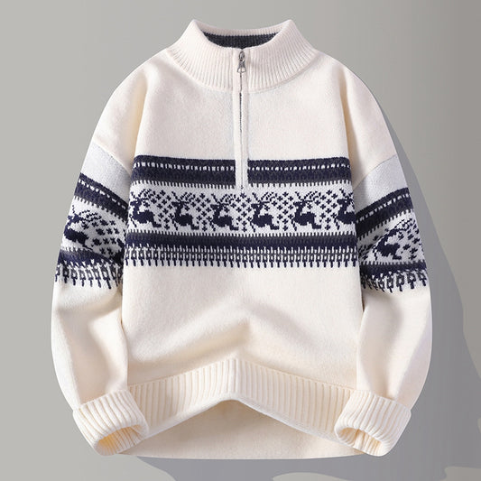 Men's Knitted Sweater Autumn Fashion Stand-Up Collar Pullover