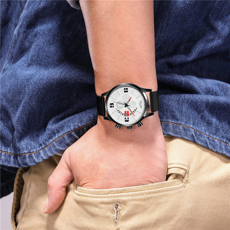 Fashion Three-eye Digital Men's Watch With Calendar