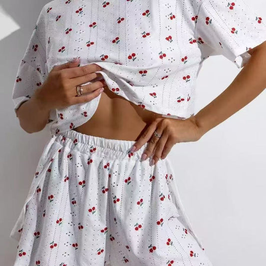Casual Shorts And Short-sleeve Womens Pajama Set Loungewear