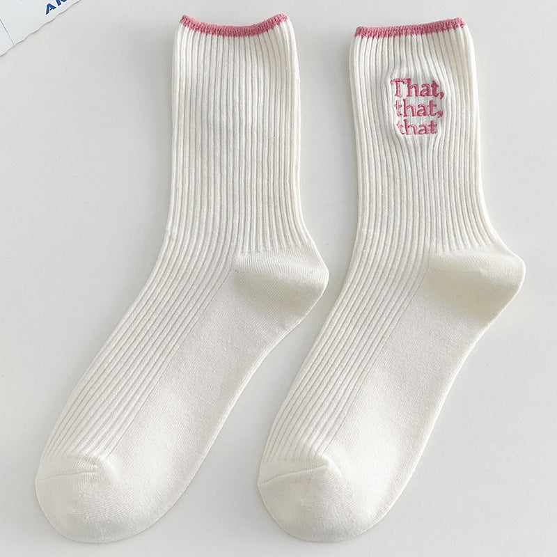New Women's Cute Letter Embroidery Socks
