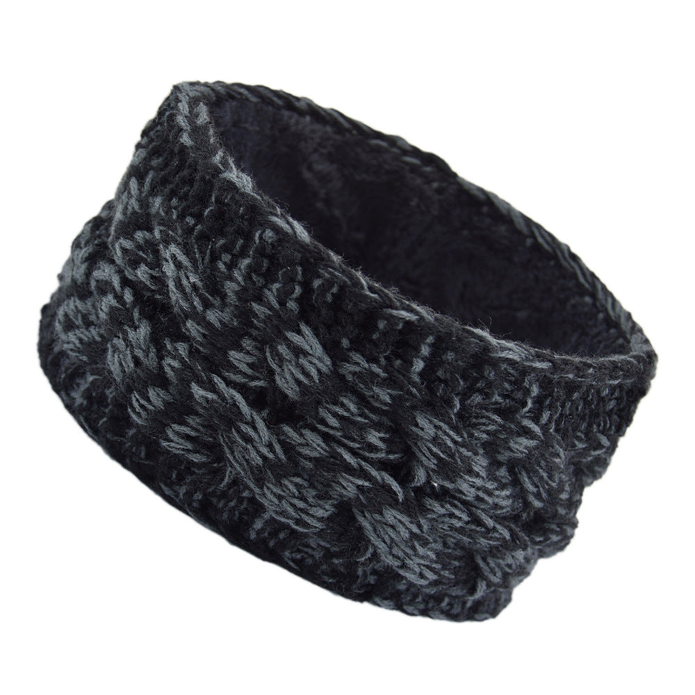 European And American Plus Velvet Knitted Hair Band Wool Color Dot Yarn Headband Variegated Warm Hair Accessories