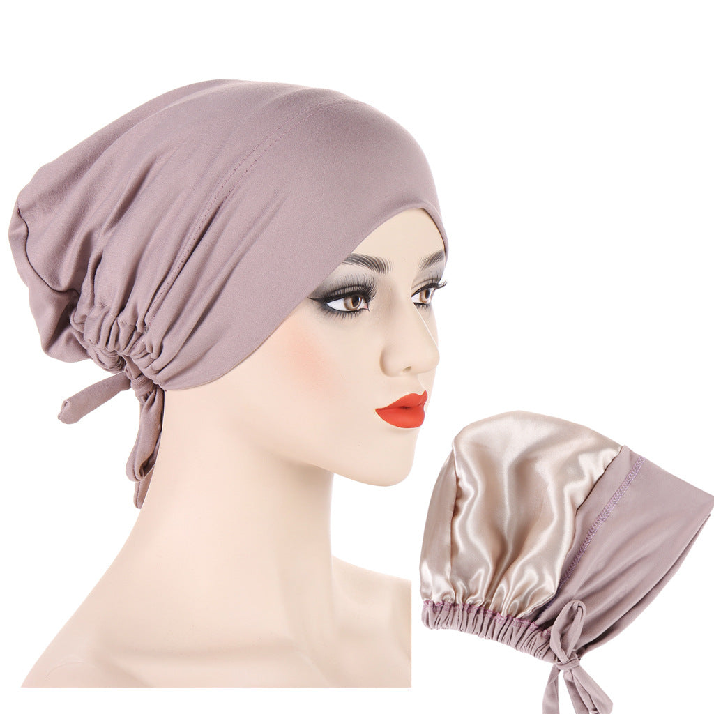 Women's Multicolor Satin Drawstring Sleeve Cap