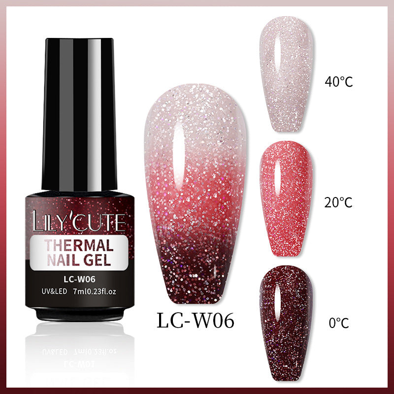 Temperaturændring Glitter UV Neglelak Tre-sektions Farveskift
