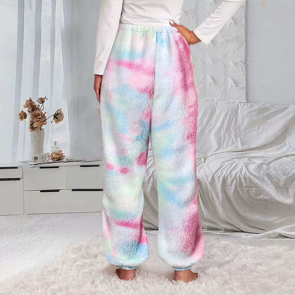 Women's New Tie-dyed Double-sided Fleece Home Trousers