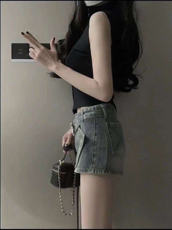 American Retro Denim Skirt For Women