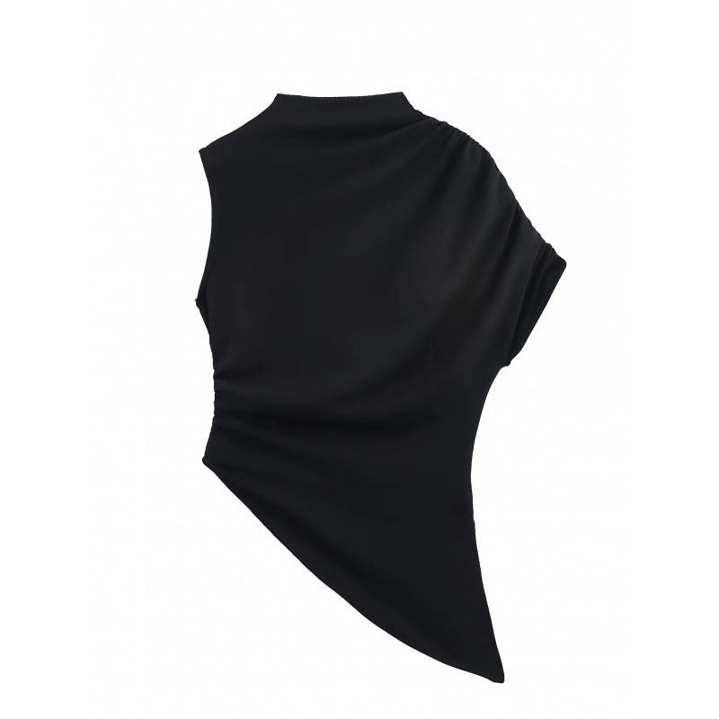 Slim-fit Design Asymmetric Sleeveless Top