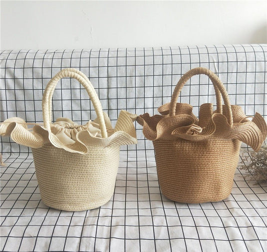 Popular Thin Paper Braids Hat And Straw Women's Bag