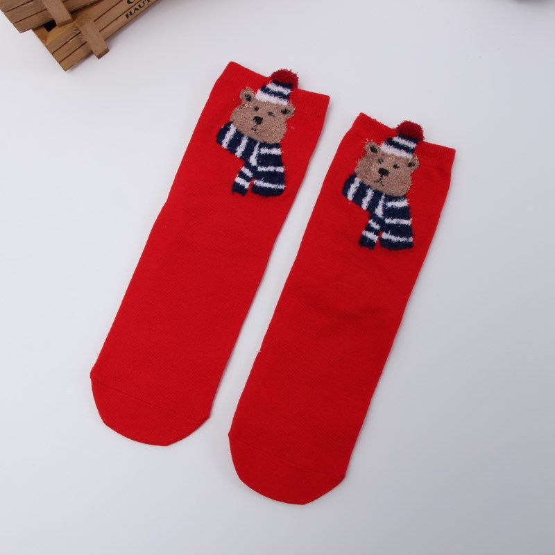 Autumn And Winter Cotton Christmas Colorful Red Socks