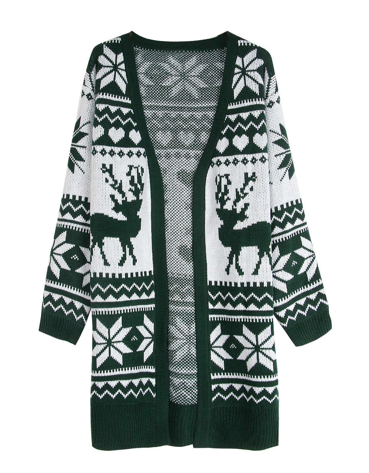 Elk Snowflake Embroidered Knitted Cardigan Coat For Women
