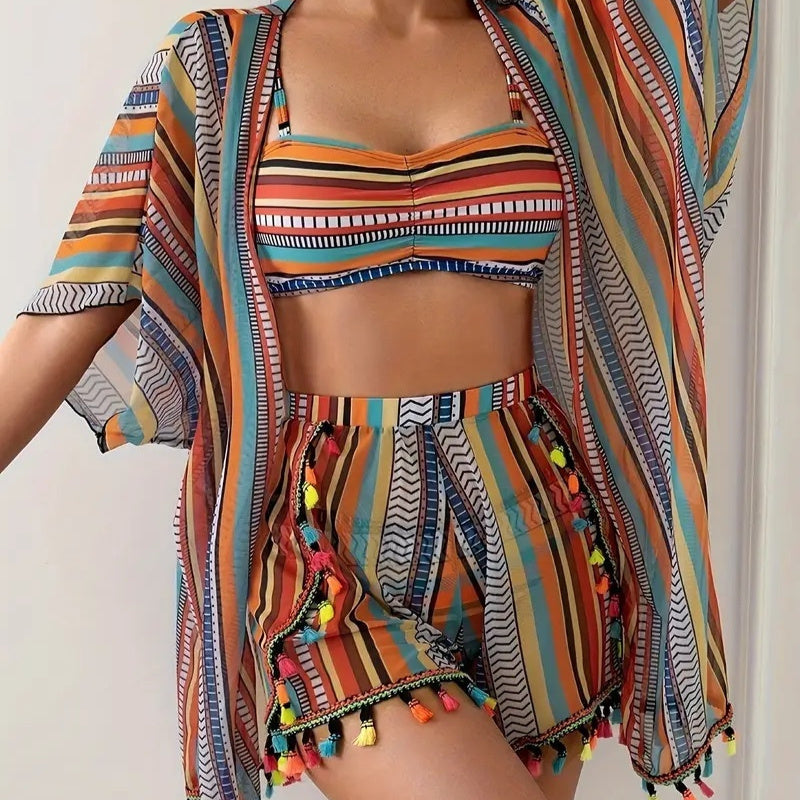 Sexy Tassel Bikini Swimsuit Set For European And American Styles