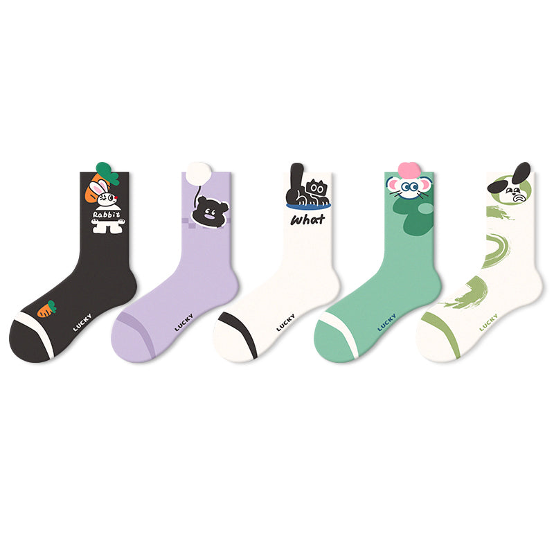 Women's Cute Thin Mid Length Socks