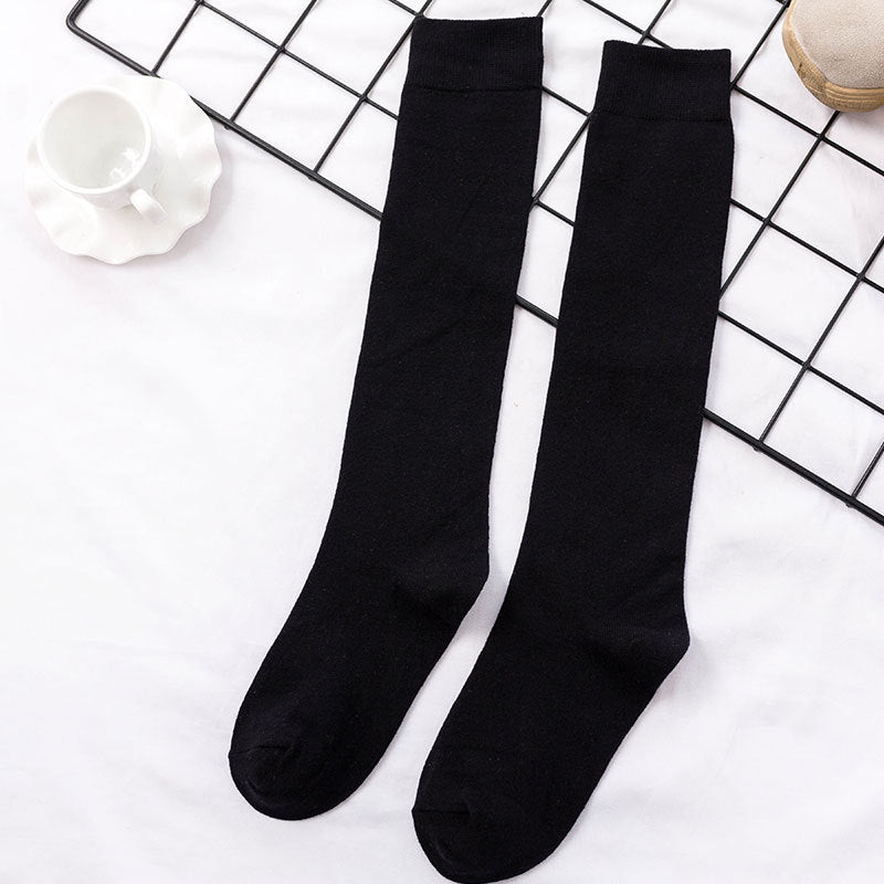 Solid Color Cotton Women's Socks Color Basic Calf