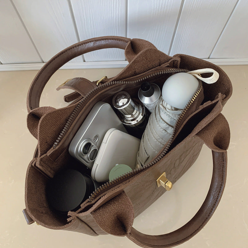 Light Luxury Hand-held Bucket High-end Sense Shoulder Crossbody Bag