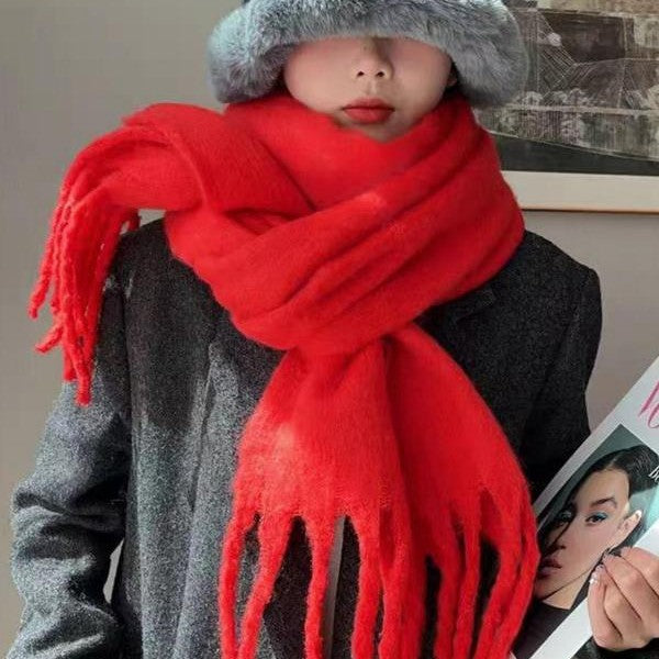 Women's Wool-like Autumn And Winter Solid Color Comfortable Scarf High Quality