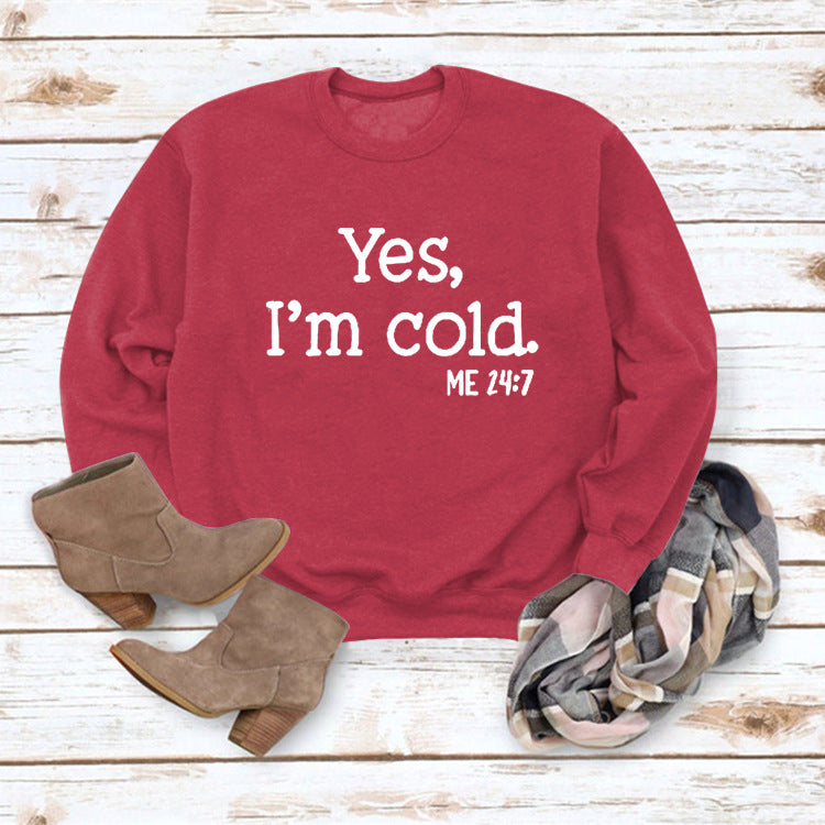 Letter Round Neck Pullover Long Sleeve Sweatshirt