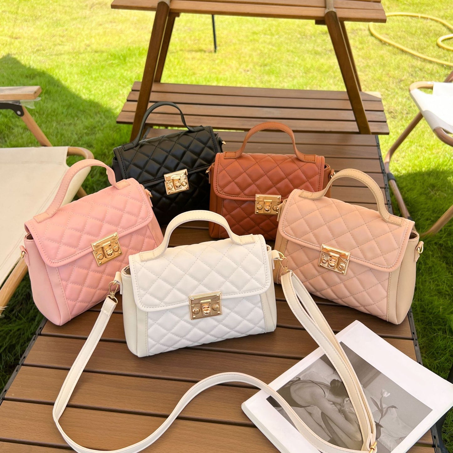 Women's Rhombus Crossbody Shoulder Bag Fashion PU Handbag