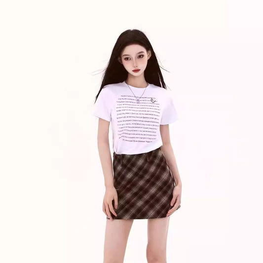 Mid-stretch Skirt Plaid Women's Sheath