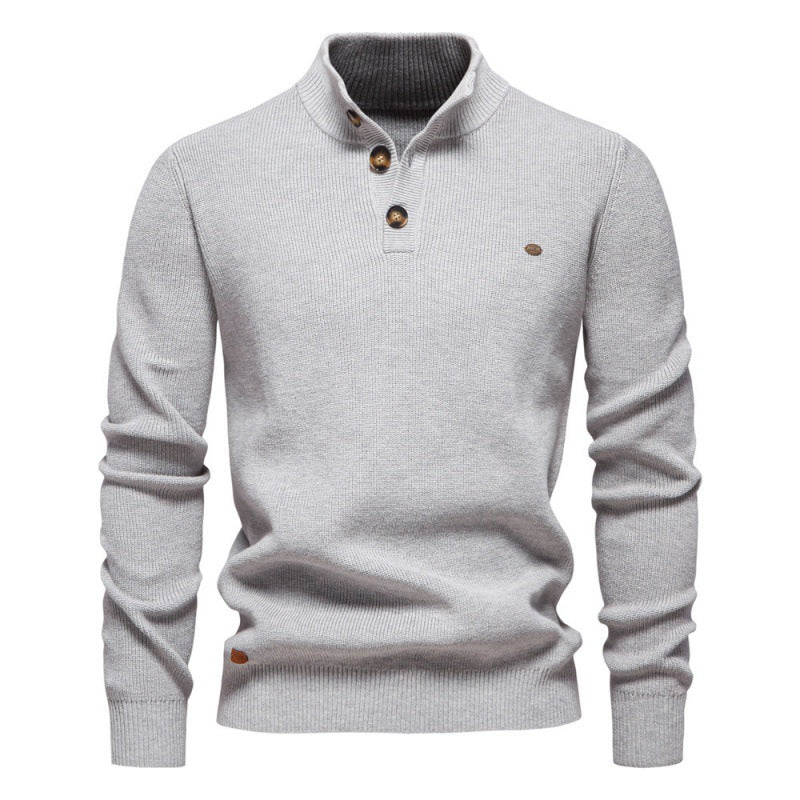 Højhalset Business Sweater til Mænd i Høj Kvalitet Ensfarvet Casual Sweater