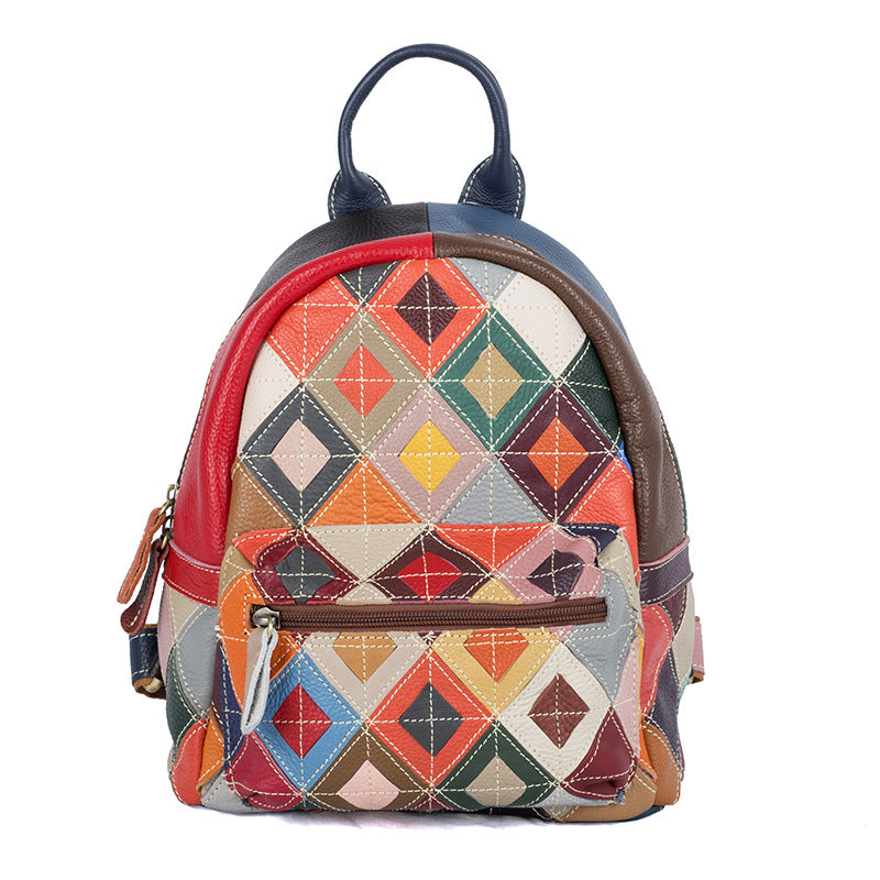 Women's Fashion Hand-colored Clash Of The Head Layer Cowhide Leather Duffel Bag
