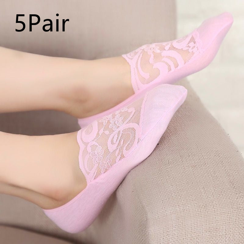 Women's Fashion Shallow Lace Boat Socks