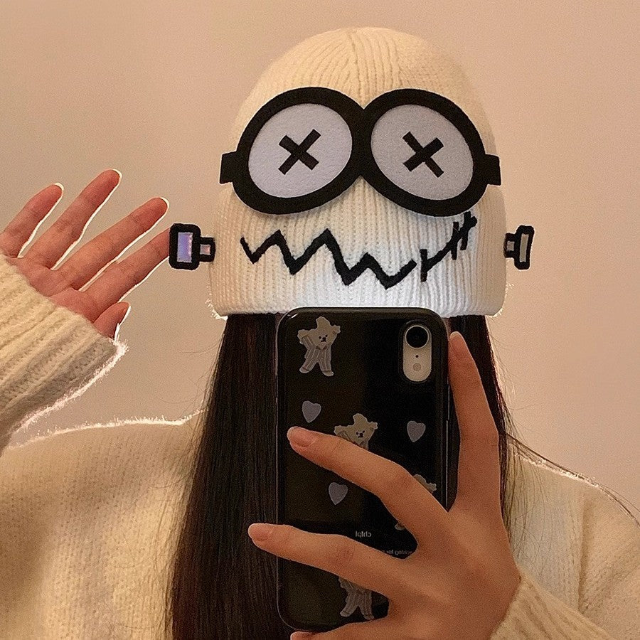 Cartoon-Knit Beanie For Fall And Winter