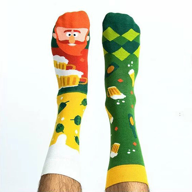 Mandarin Duck  Asymmetric Ab Socks Mid Tube Jacquard