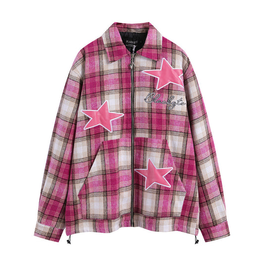 Embroidered Plaid Coat For Men