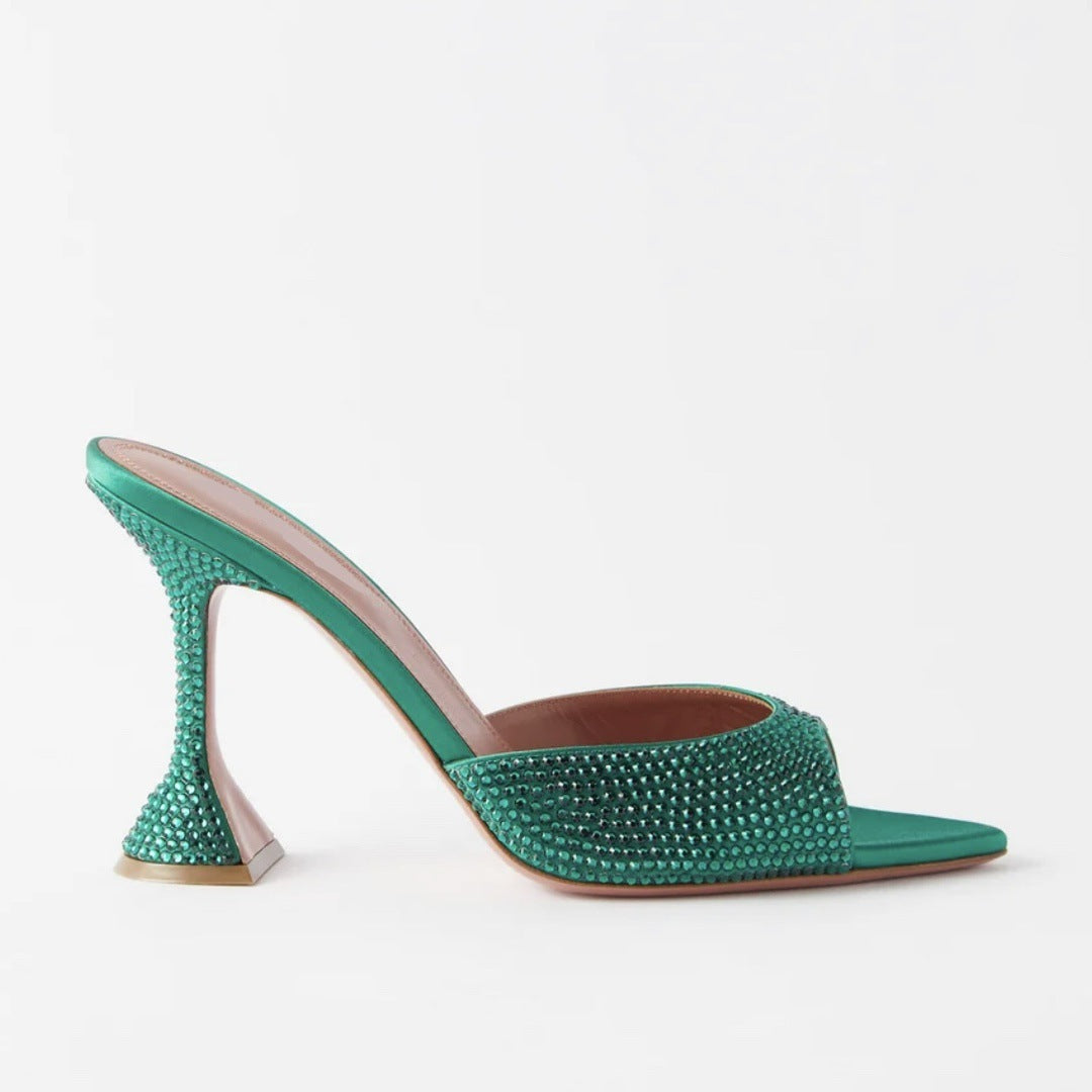 Peep Toe Pointed Toe Open Toe Rhinestone High Heel Shoes