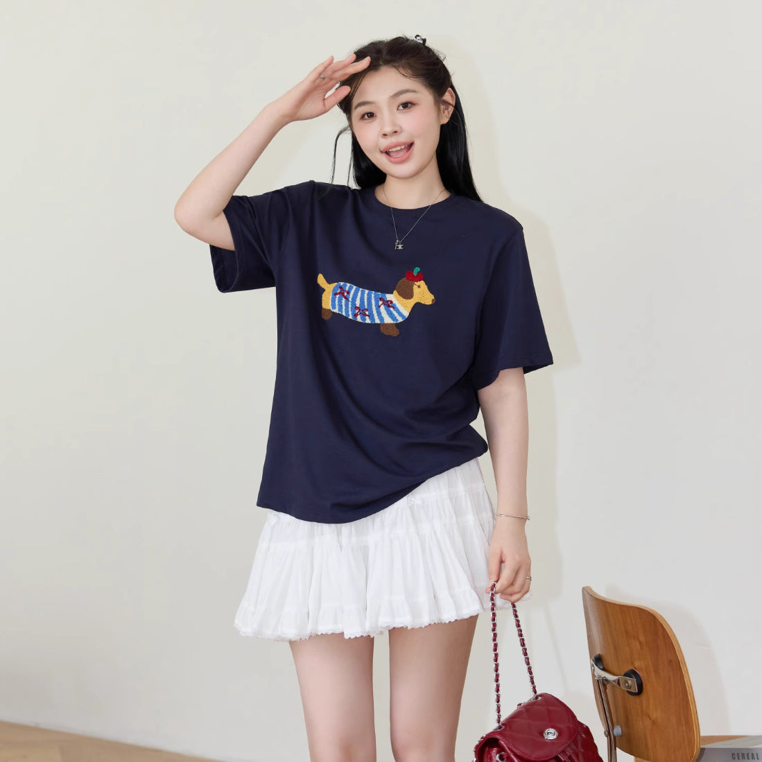 Loose Plus Size Sausage Dog Short Sleeve T-shirt
