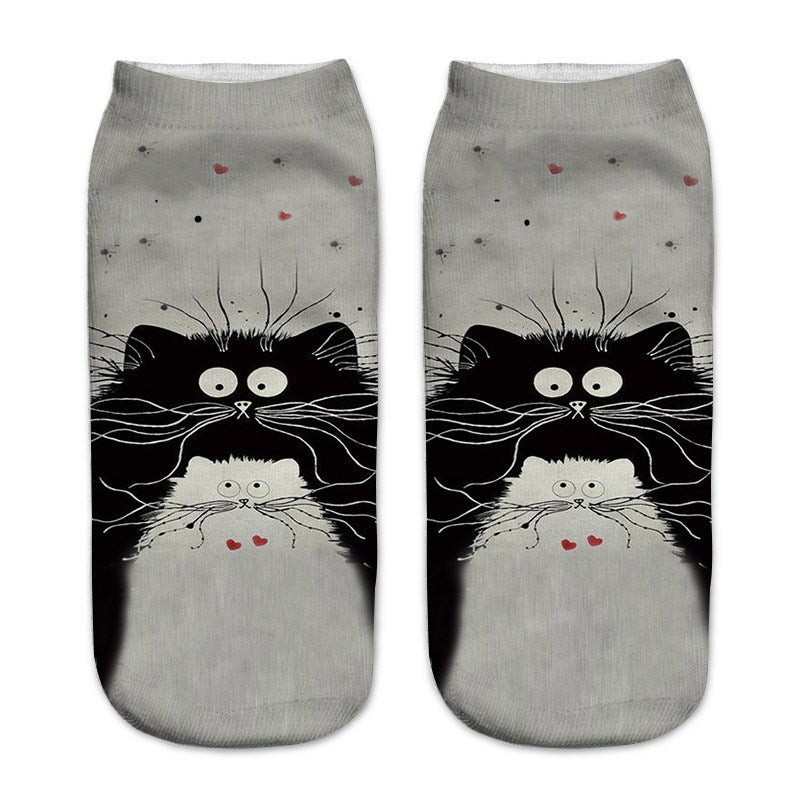 Cute Cat Series 3D Digital Printing Socks Children