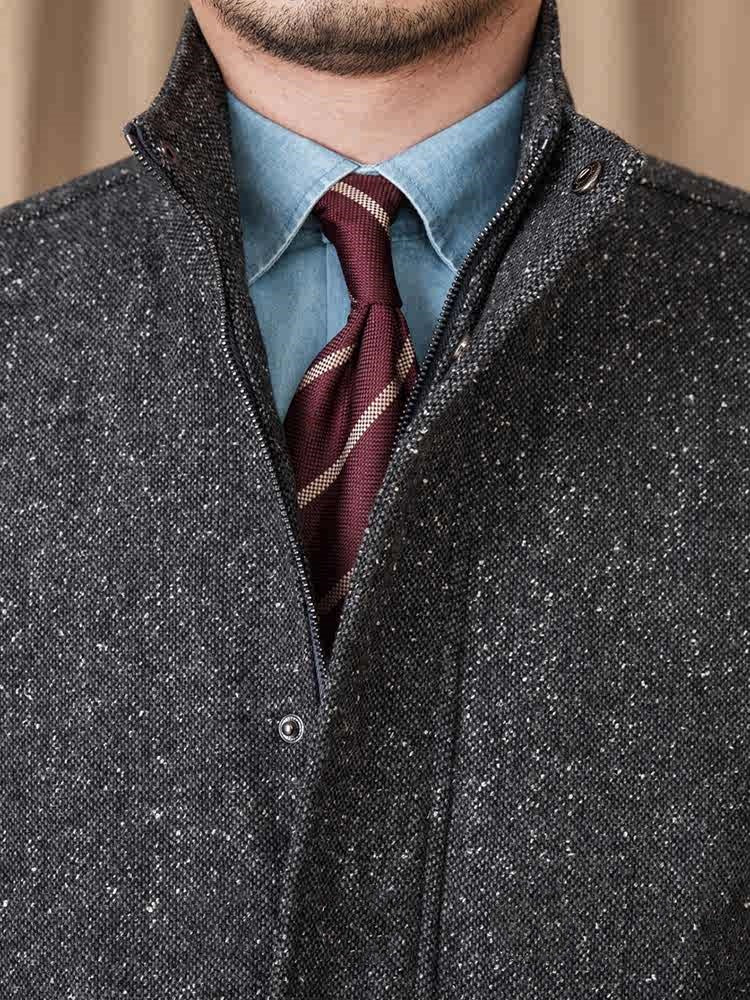 Wool Colored Dots Short Stand-up Collar Casual Jacket Retro