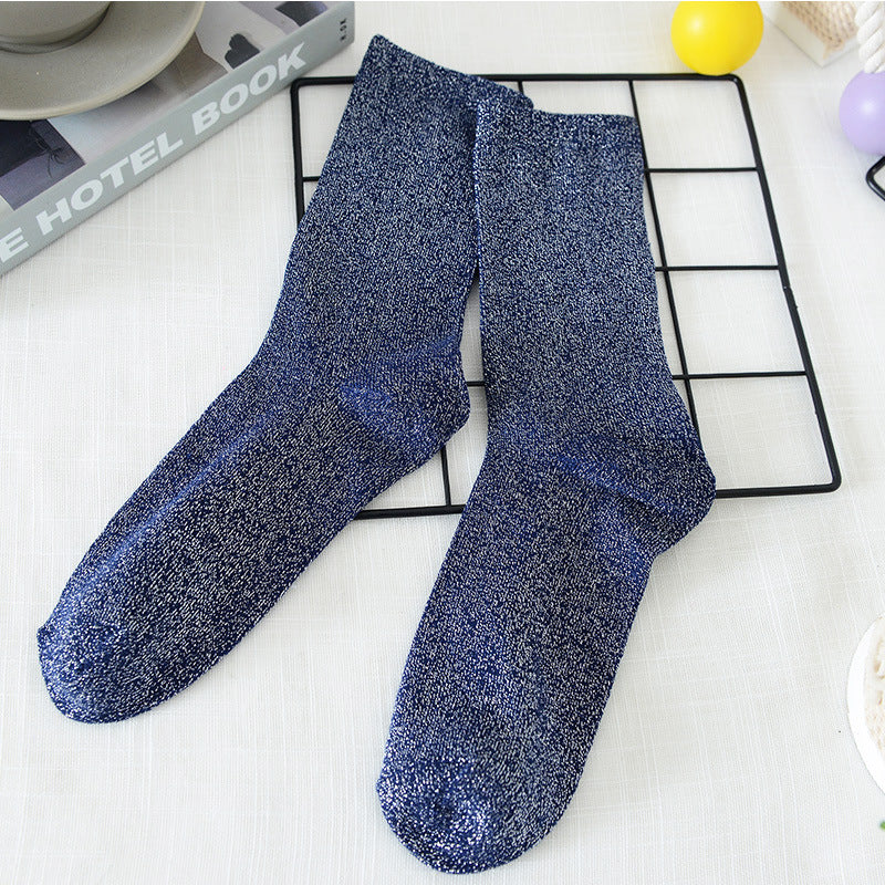 Women's Solid Color Thin Breathable Japanese Lurex Socks