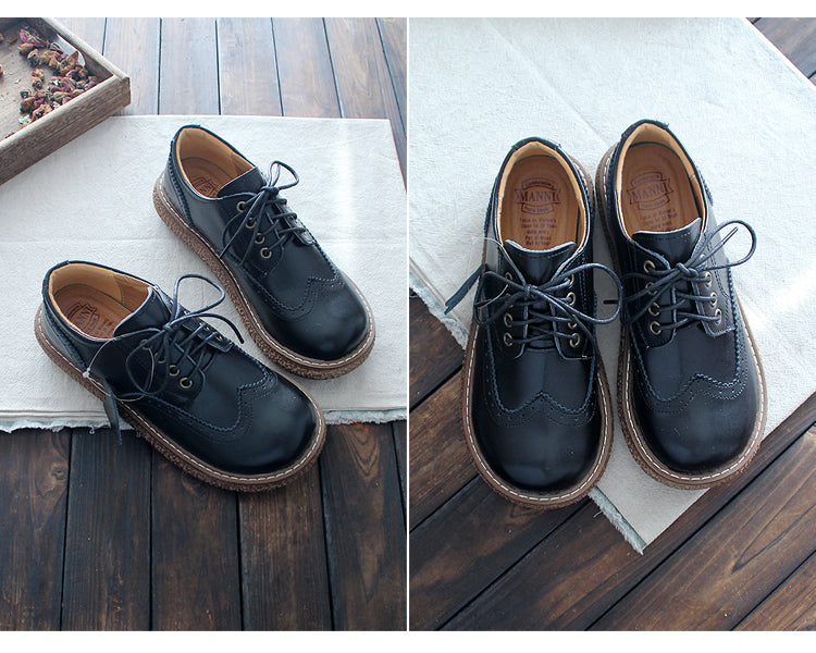 Literary Retro Small Leather  Women's Shoes