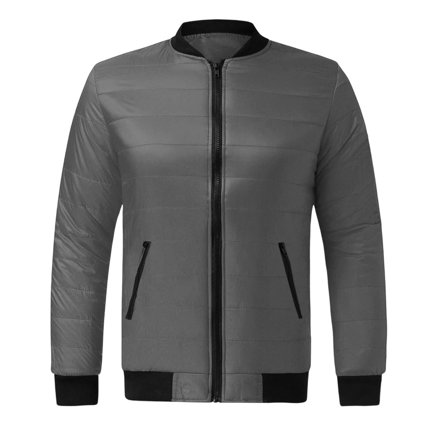 Mens Solid-Color Stand-Up Collar Cotton Padded Jacket Baseball Uniform