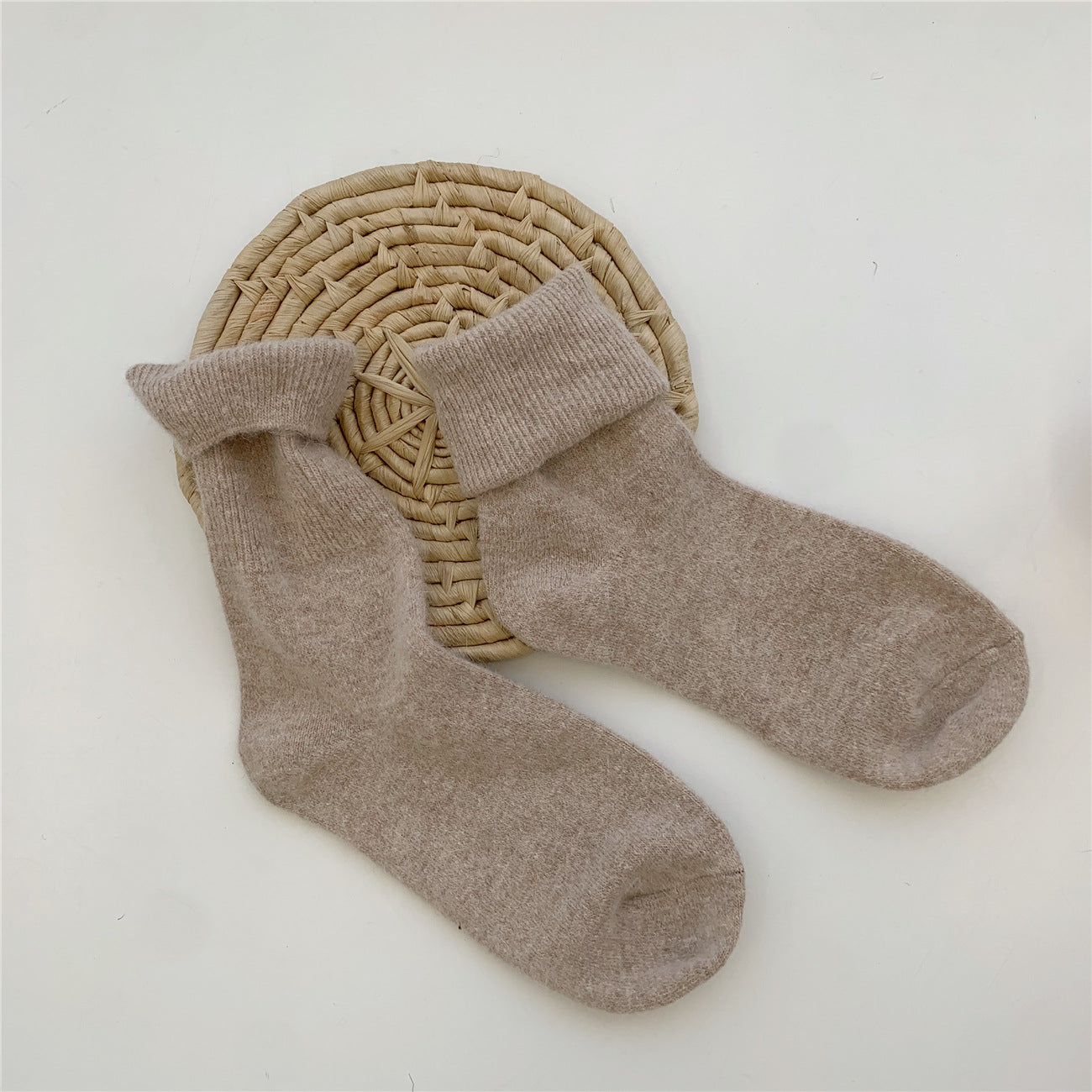 Thickening Warm Solid Color Rabbit Fur Women's Socks
