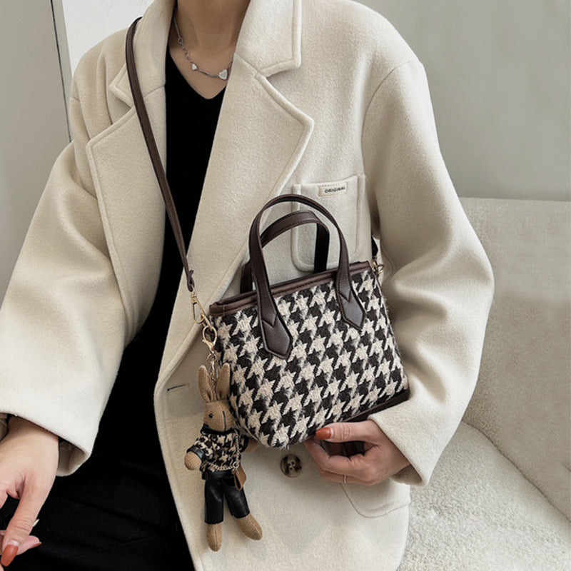 Mode Houndstooth Skuldertasker Bærbare Skakternede Håndtasker All-match Messenger Taske Dame Totes