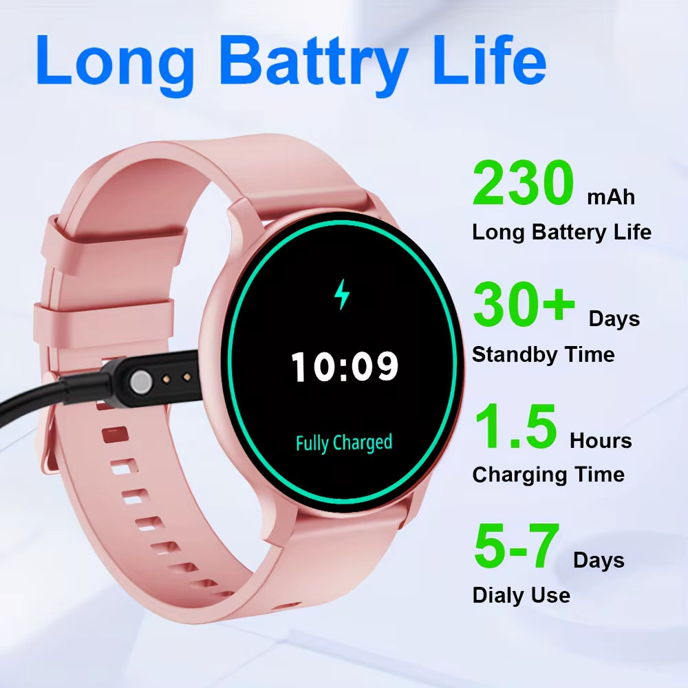 KESHUYOU Women Smart Watch Bluetooth Talk Full Screen Touch IP68 Waterproof Watch Men Heart Rate Health Monitoring Smart Watch