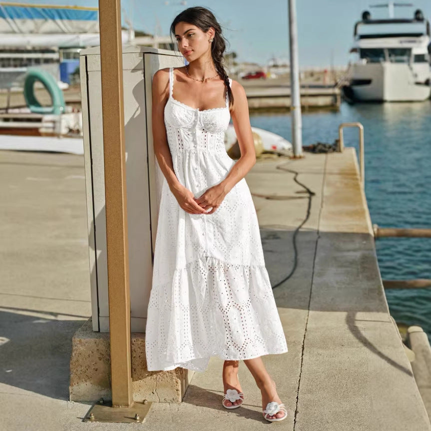 Solid-color Sleeveless Tube Top Backless Slip Dress