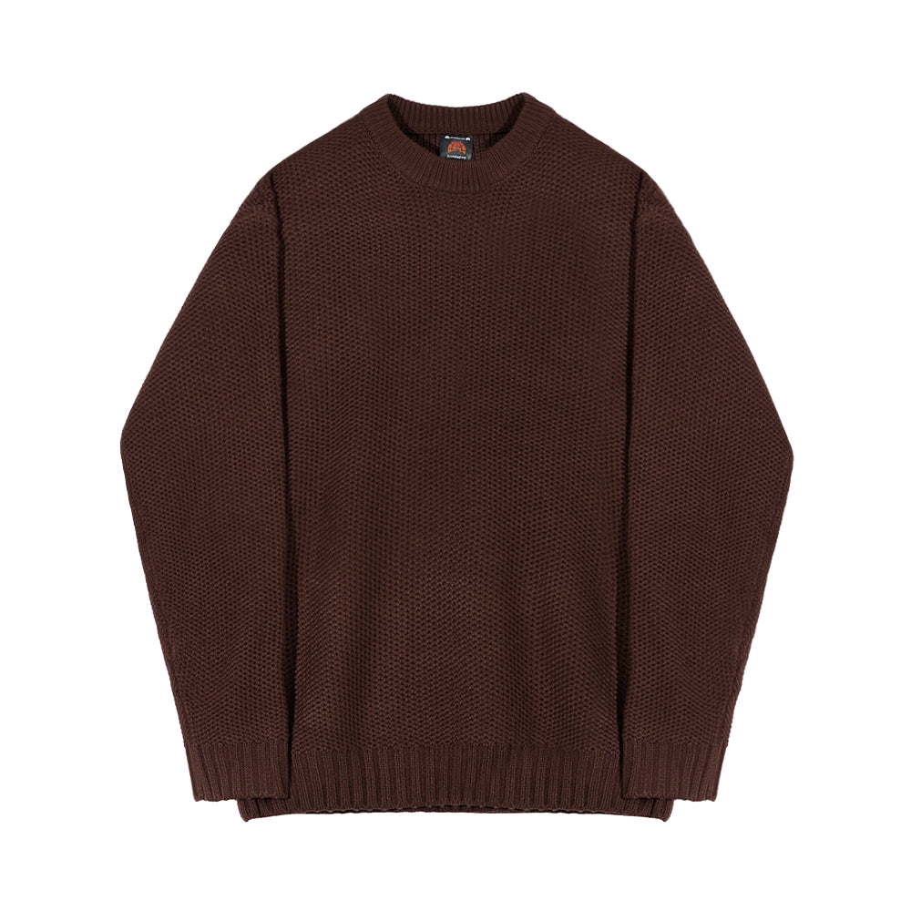 Men's Fashion Long Sleeve Solid Color Round Neck Sweater