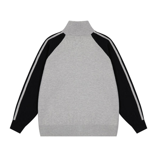 European And American Street Trendy Color Contrast Patchwork Long Sleeve Men's Loose High Street Sweater