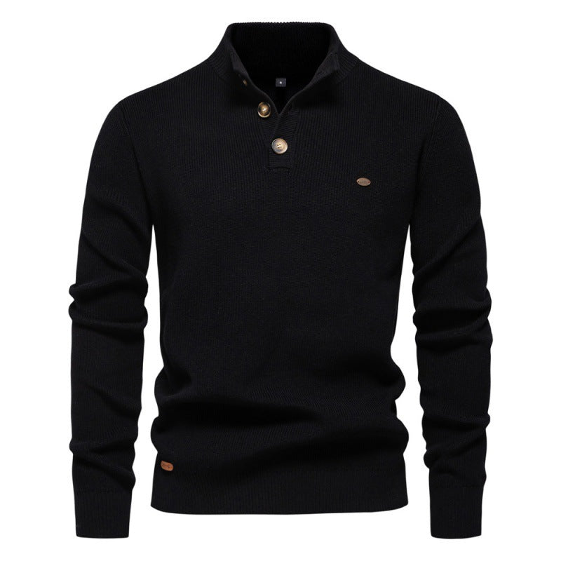 Højhalset Business Sweater til Mænd i Høj Kvalitet Ensfarvet Casual Sweater