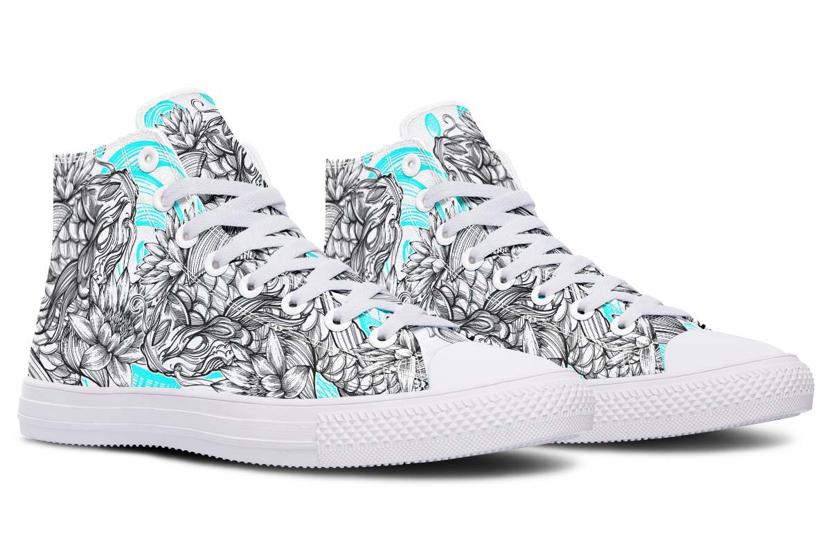 Men's And Women's Fashion Color Printing High-top Canvas Shoes