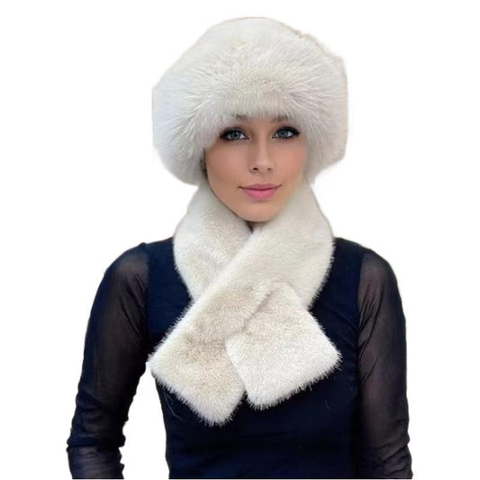 Winter Scarf And Mongolian Hat Plush Hat For Women