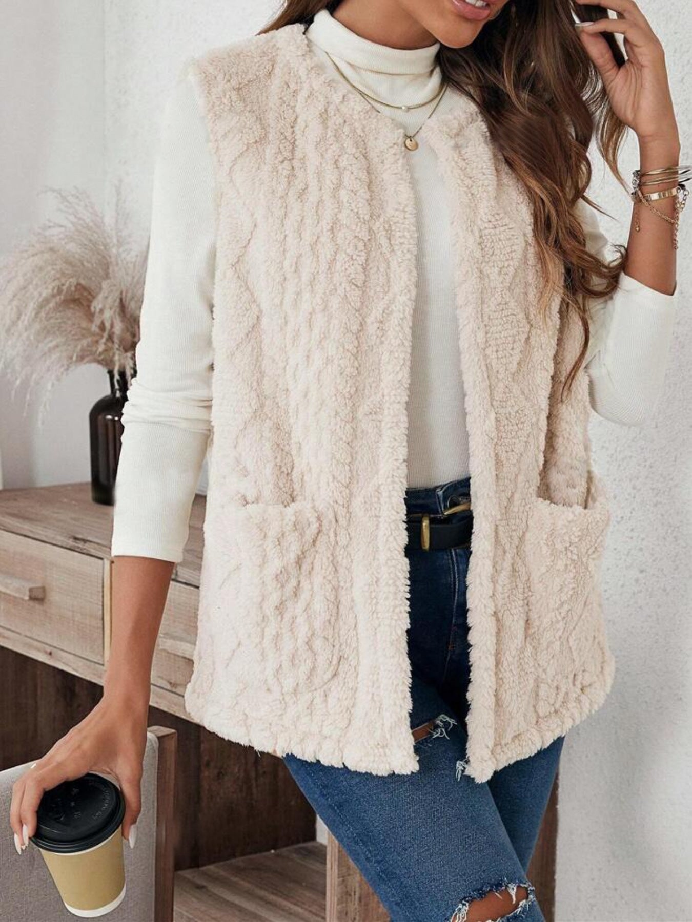 Stylish Casual Cardigan With Plush Pockets On Both Sides